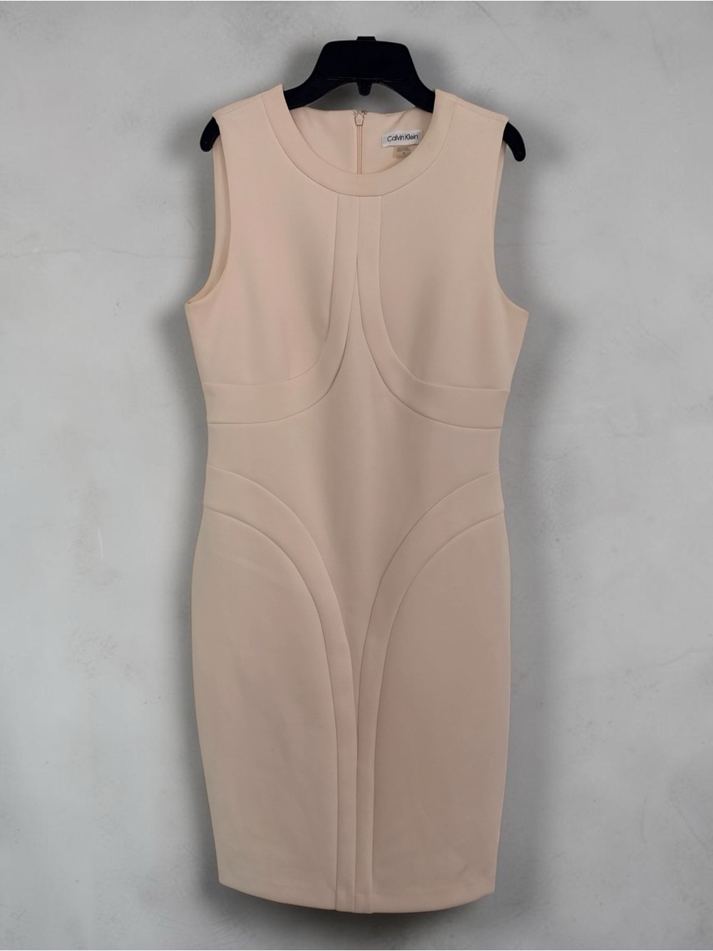 Calvin Klein Fitted Sleeveless Midi Dress in Blush Pink